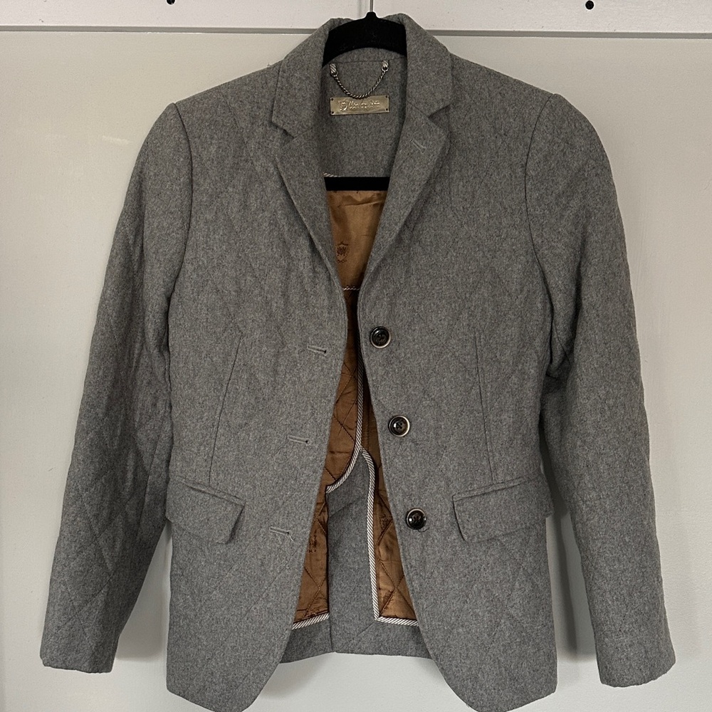 Massimo Dutti Gray Quilted Blazer